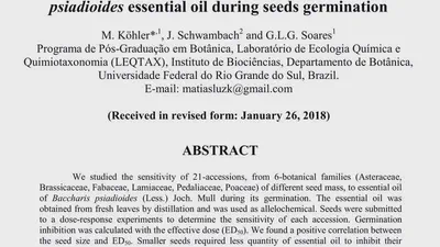 Seed size correlation with phytotoxic effects of Baccharis psiadioides essential oil during seeds germination featured image